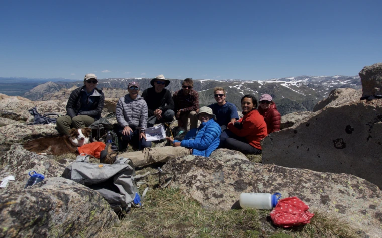 Group photo of students in the field